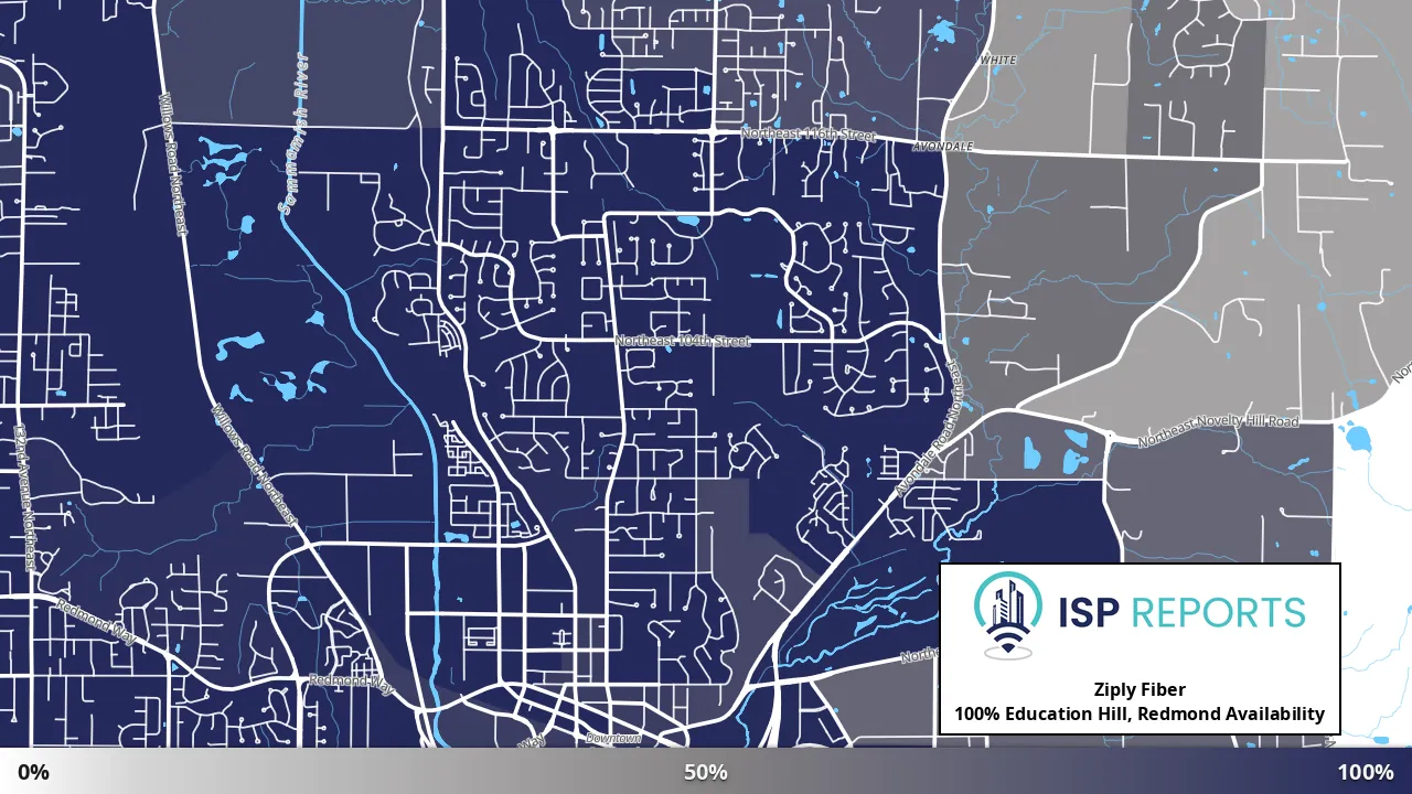 Education Hill, Redmond, WA map of internet availability