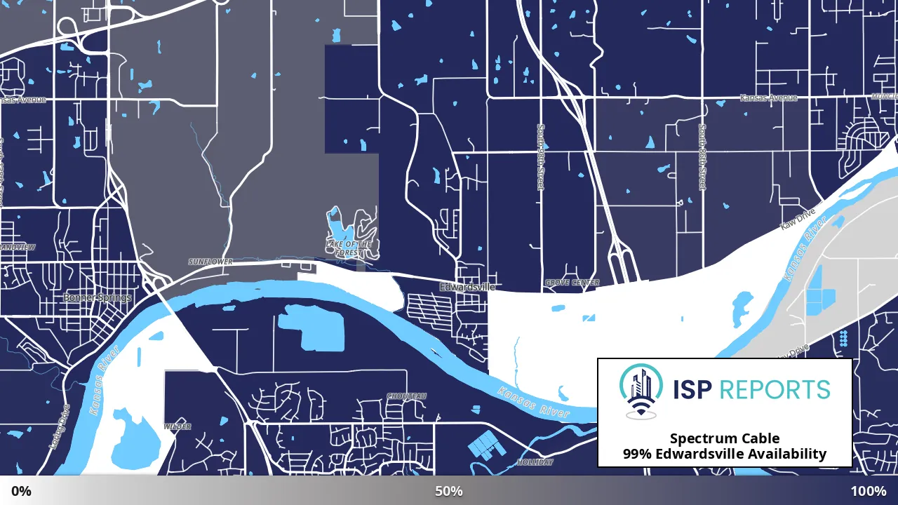 Edwardsville, KS map of internet availability