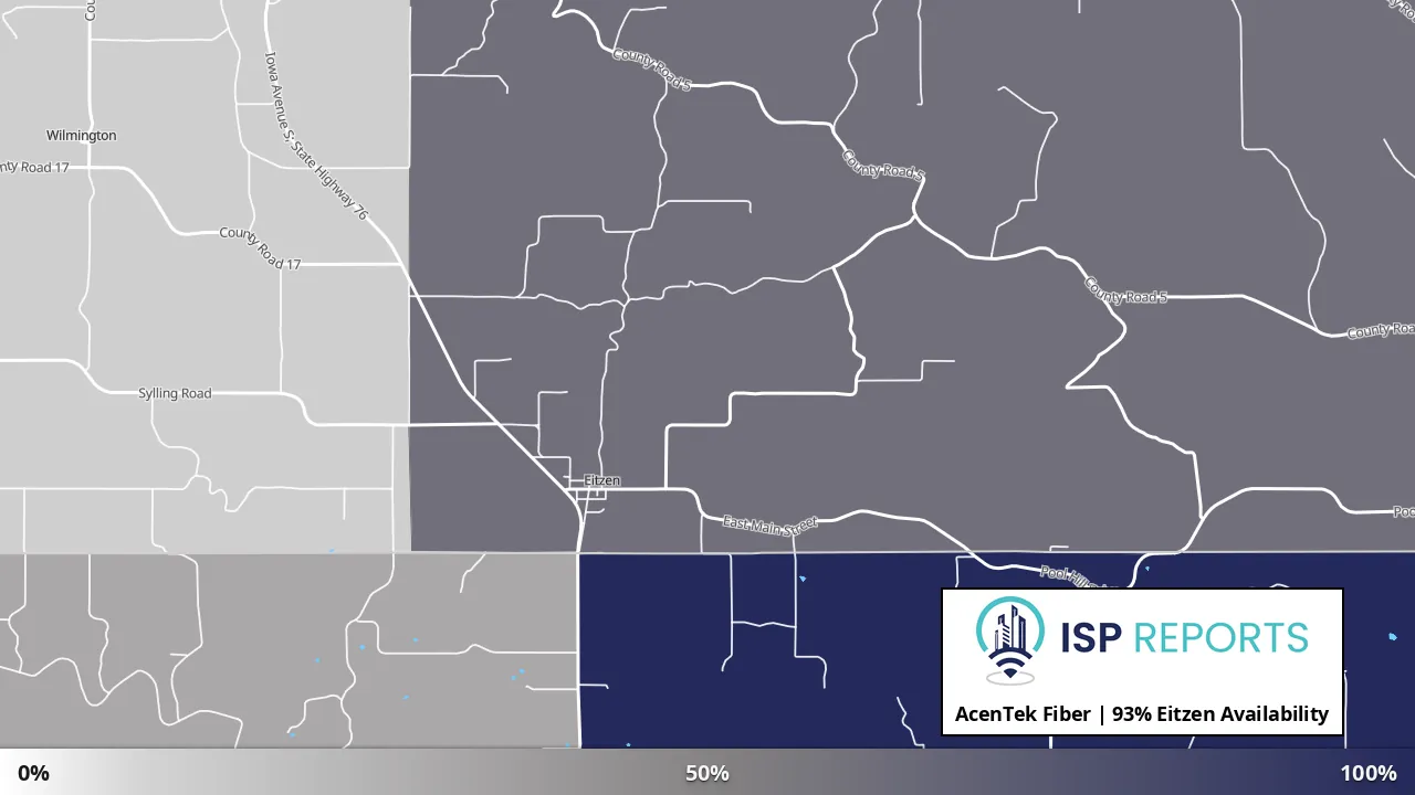 Eitzen, MN map of internet availability