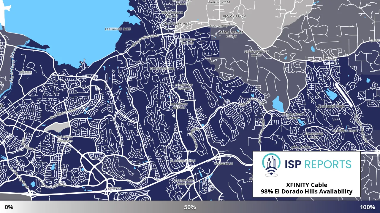 El Dorado Hills, CA map of internet availability
