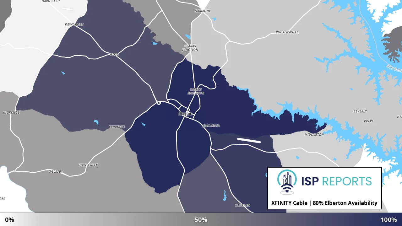 Elberton, GA map of internet availability