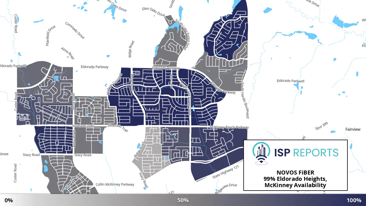 Eldorado Heights, McKinney, TX map of internet availability
