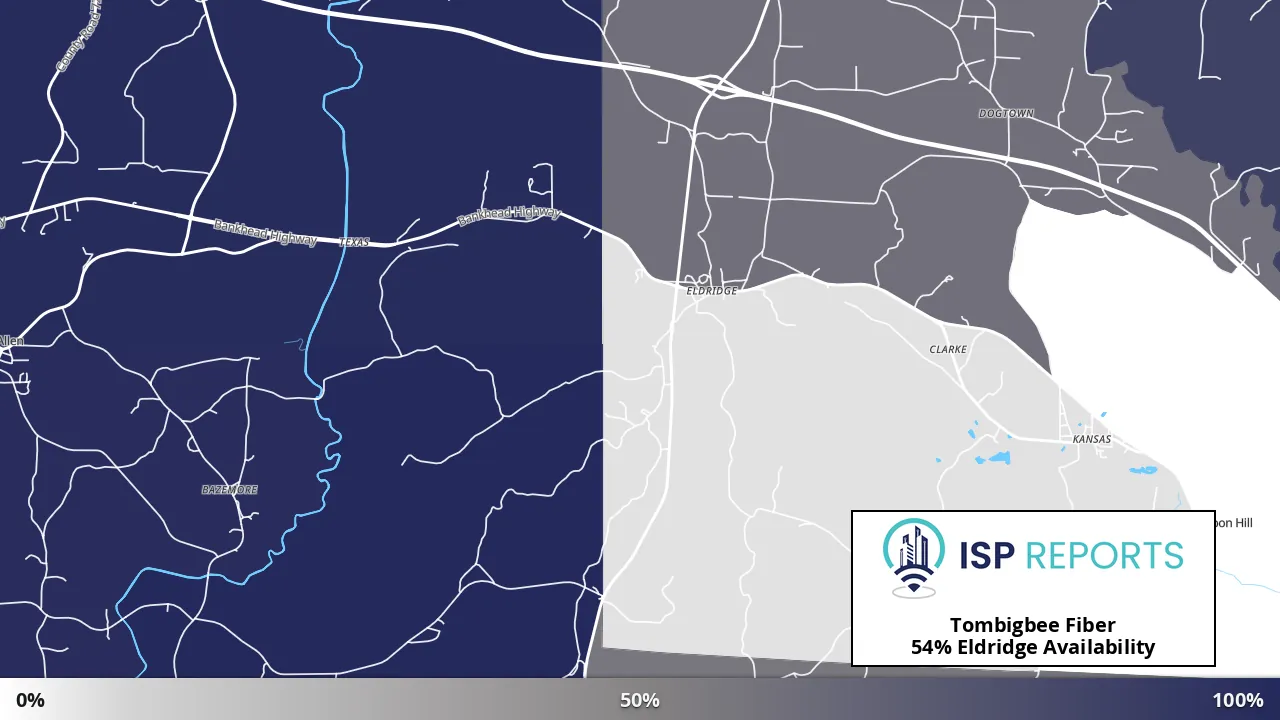 Eldridge, AL map of internet availability