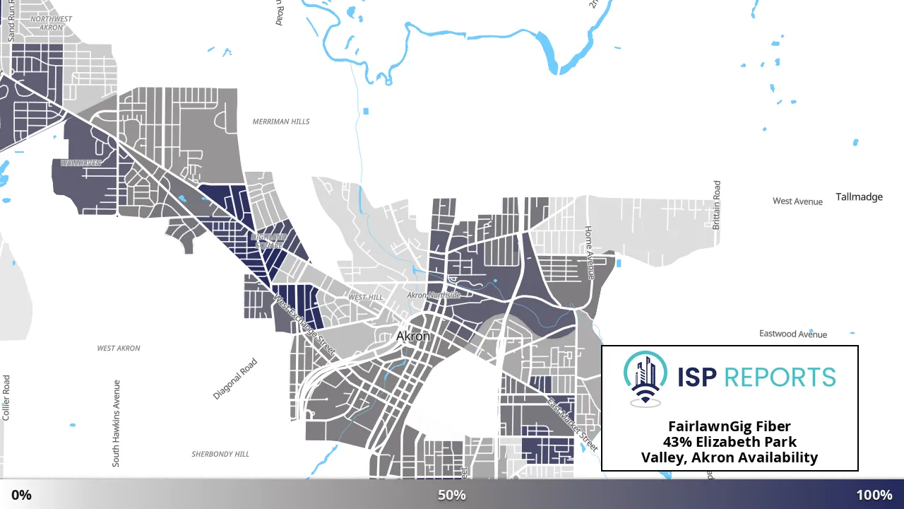 Elizabeth Park Valley, Akron, OH map of internet availability