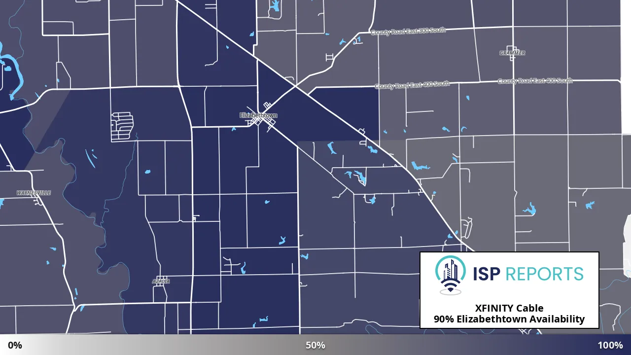 Elizabethtown, IN map of internet availability