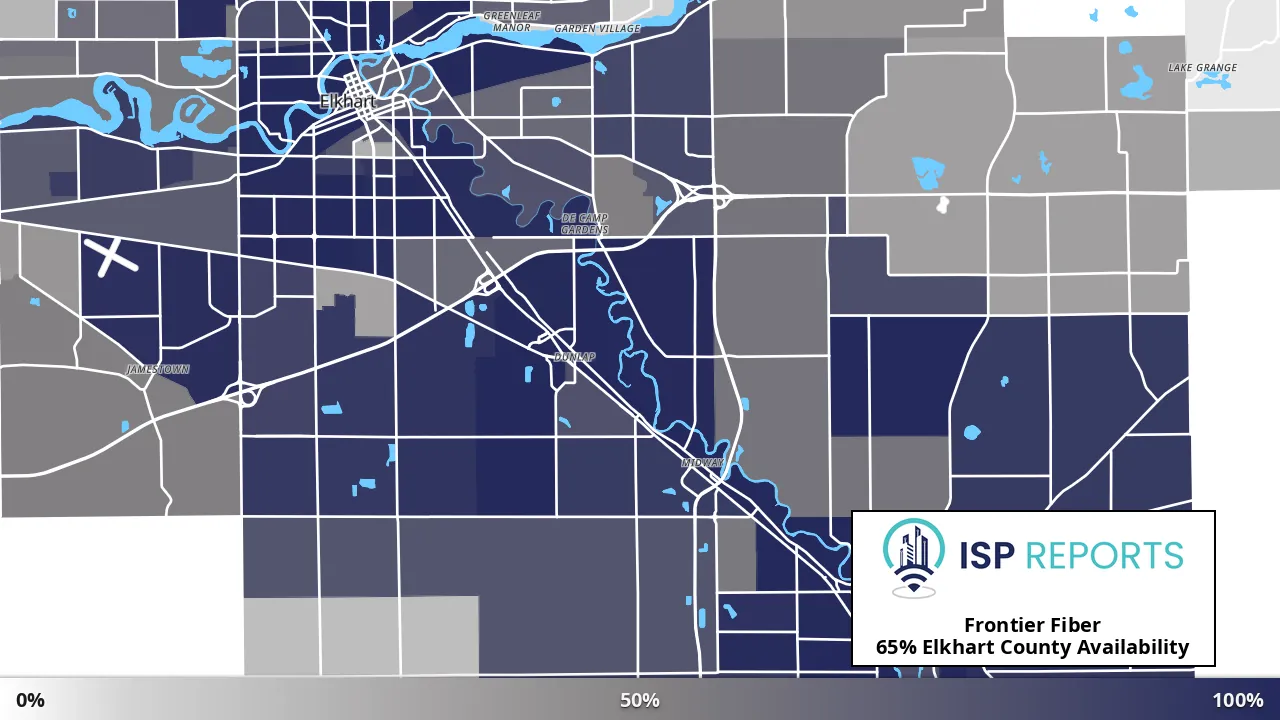 Elkhart County, IN map of internet availability