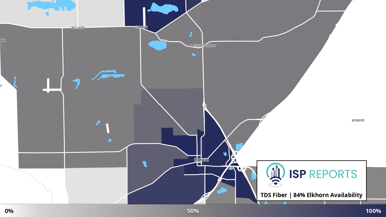Elkhorn, WI map of internet availability