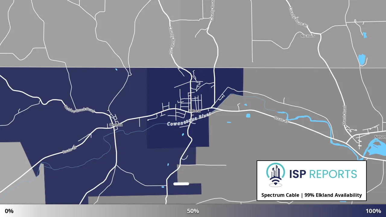 Elkland, PA map of internet availability