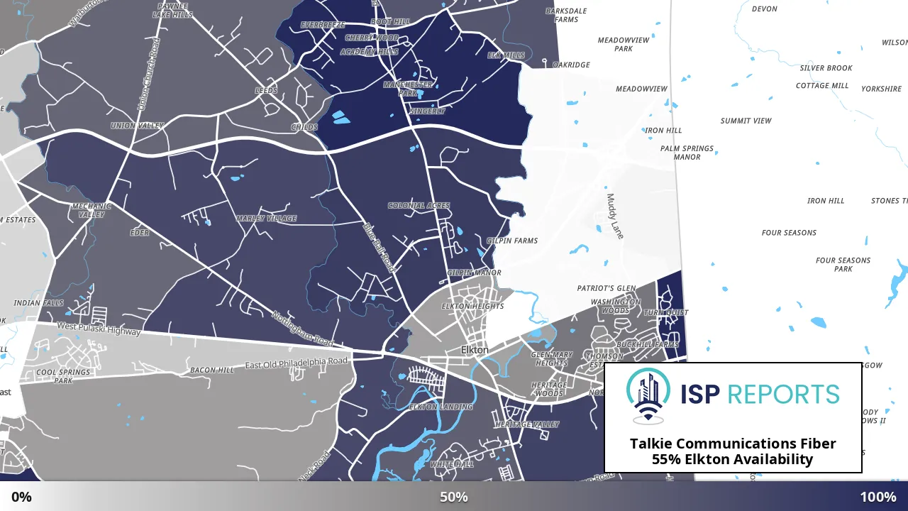 Elkton, MD map of internet availability