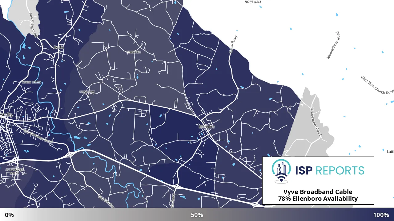 Ellenboro, NC map of internet availability