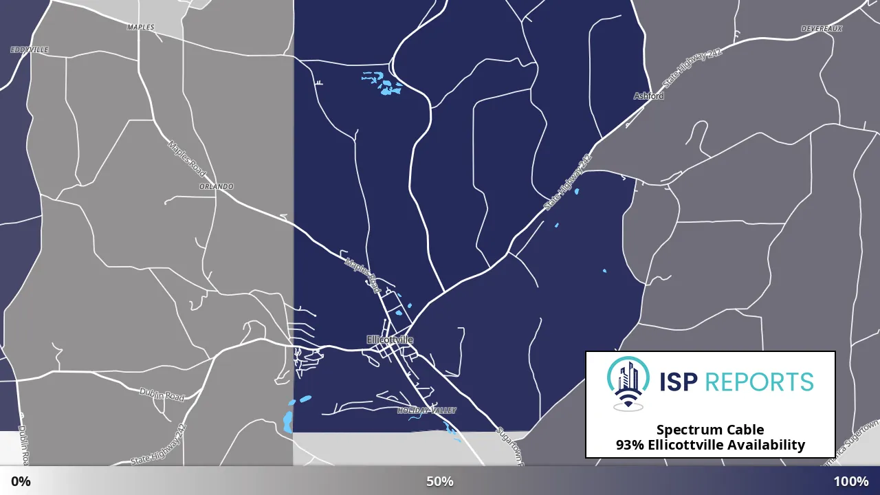 Ellicottville, NY map of internet availability