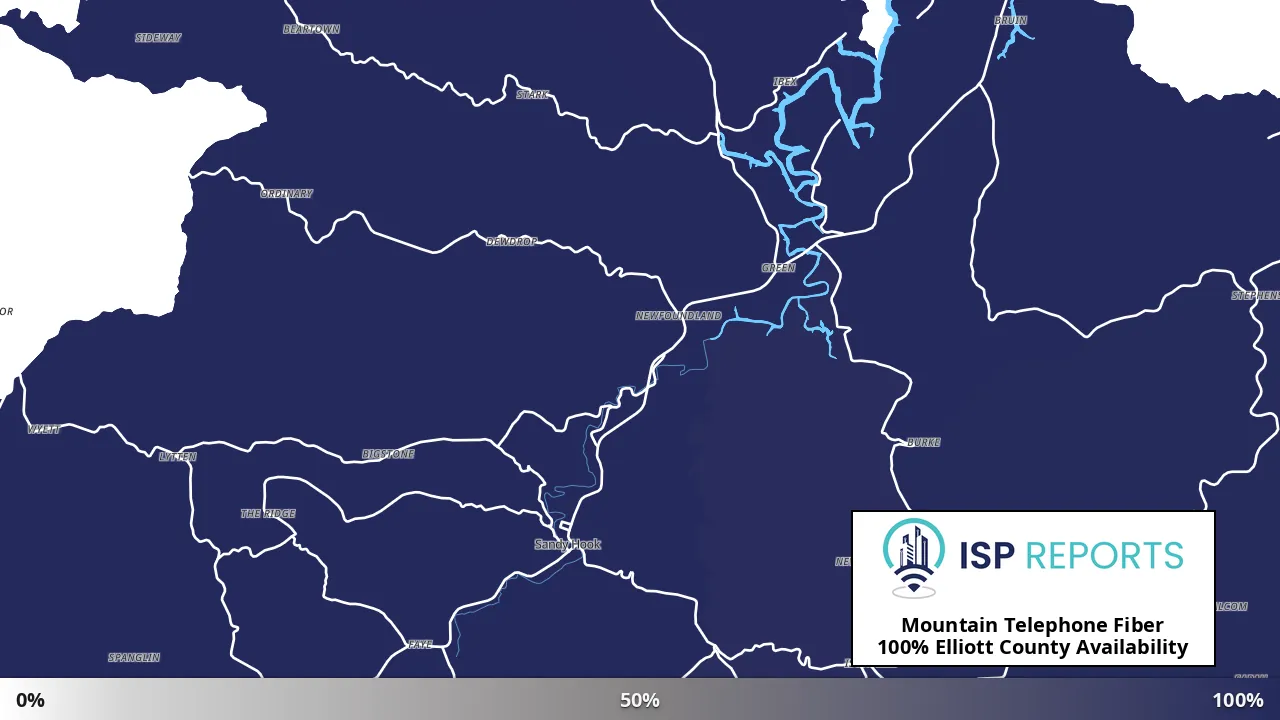 Elliott County, KY map of internet availability