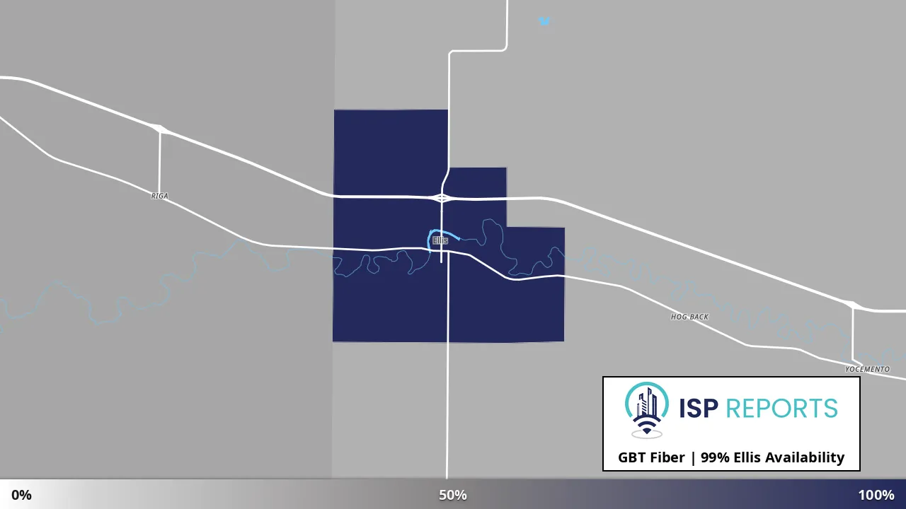 Ellis, KS map of internet availability