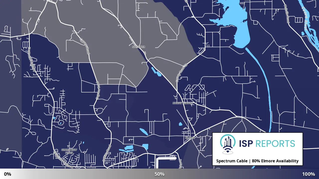 Elmore, AL map of internet availability