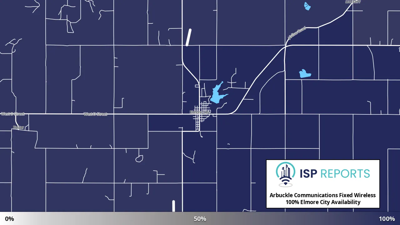 Elmore City, OK map of internet availability