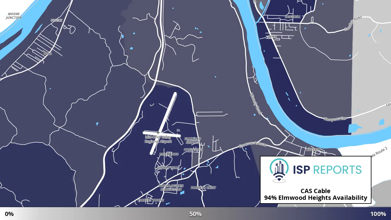 Elmwood Heights, WV map of internet availability