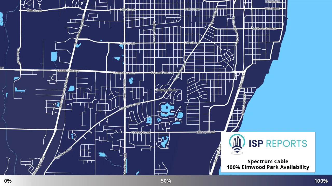 Elmwood Park, WI map of internet availability