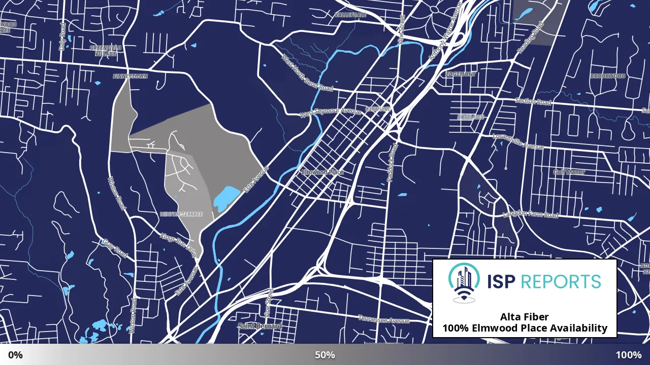 Elmwood Place, OH map of internet availability