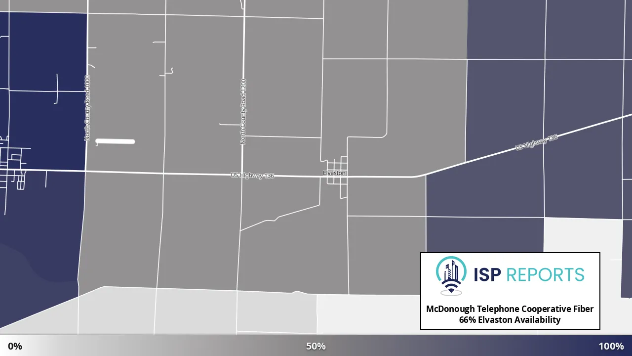 Elvaston, IL map of internet availability
