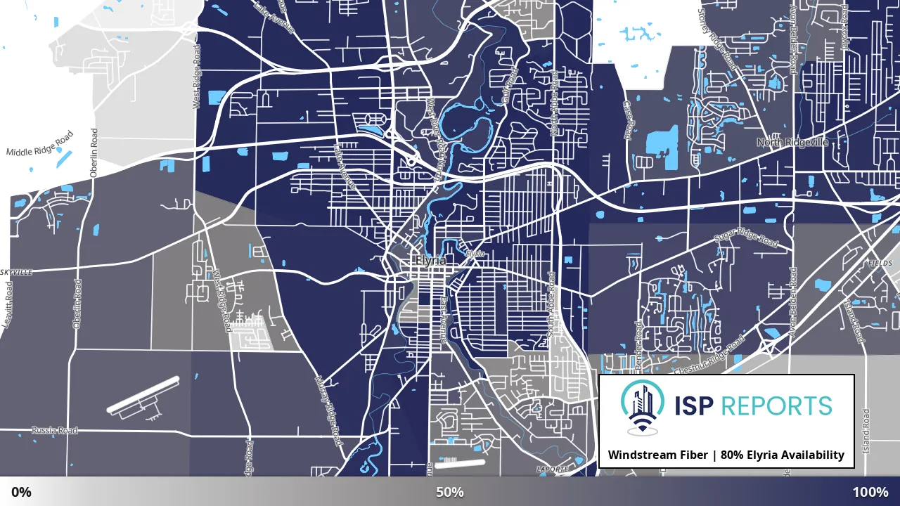 Elyria, OH map of internet availability