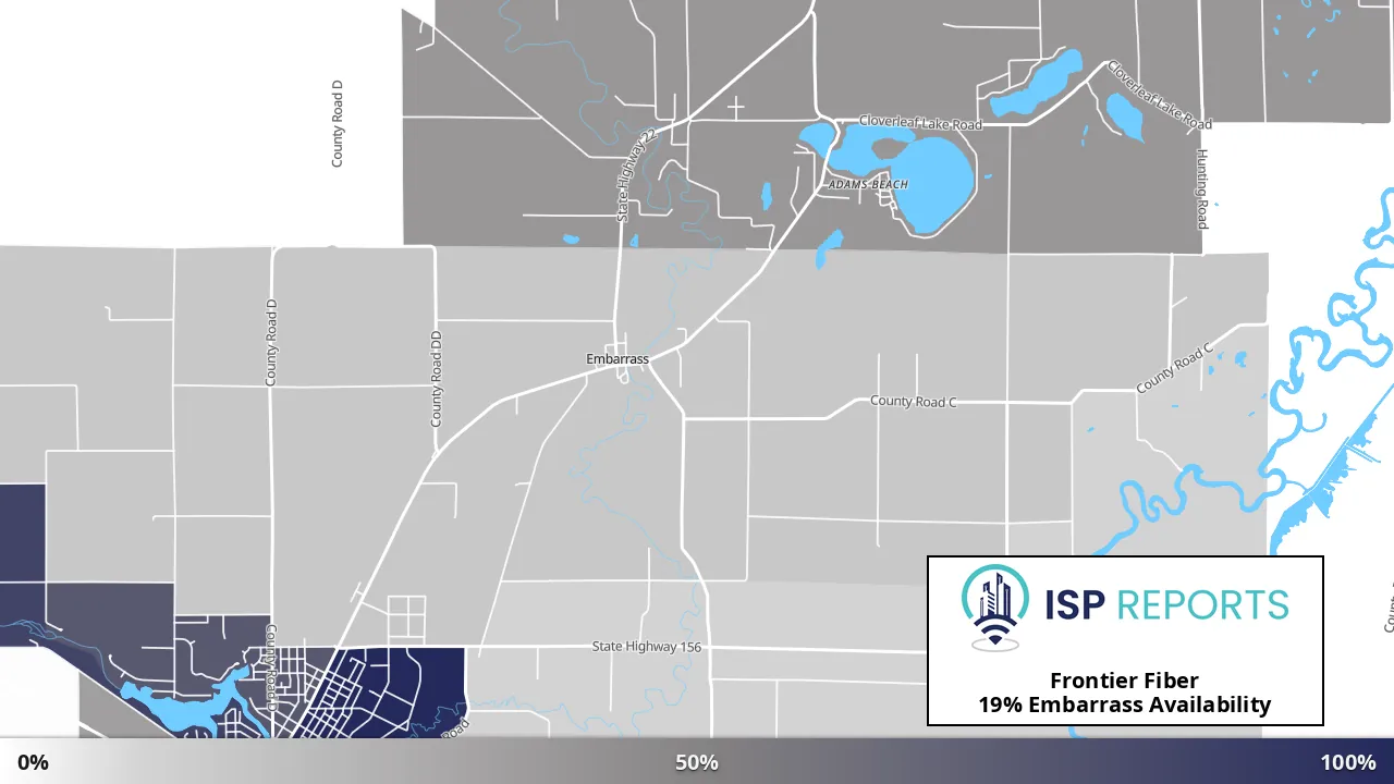 Embarrass, WI map of internet availability