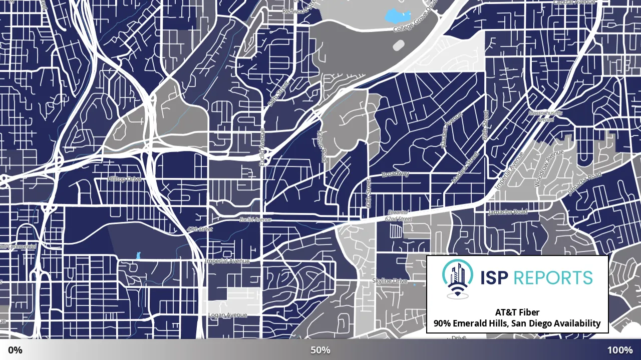 Emerald Hills, San Diego, CA map of internet availability