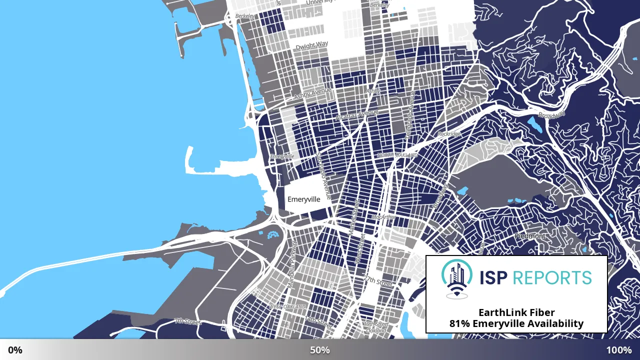 Emeryville, CA map of internet availability