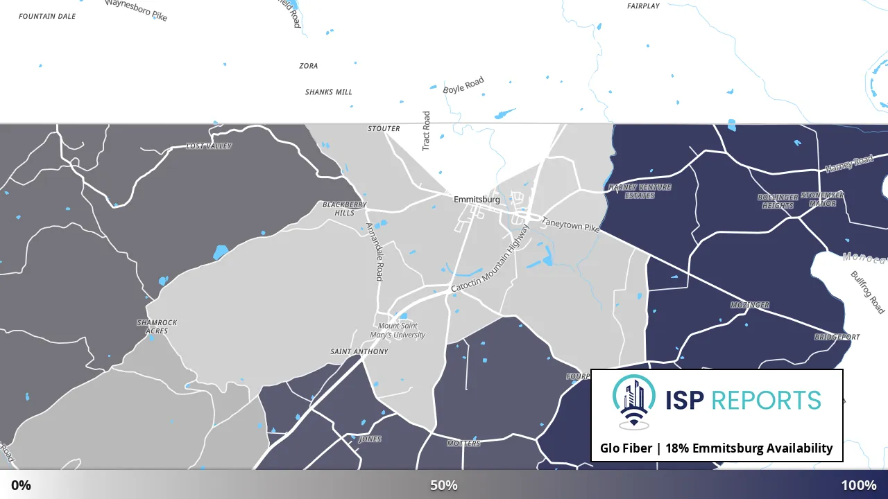 Emmitsburg, MD map of internet availability