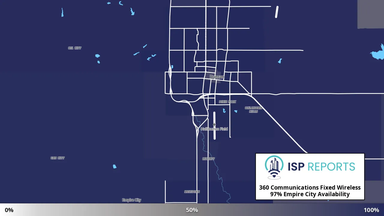 Empire City, OK map of internet availability