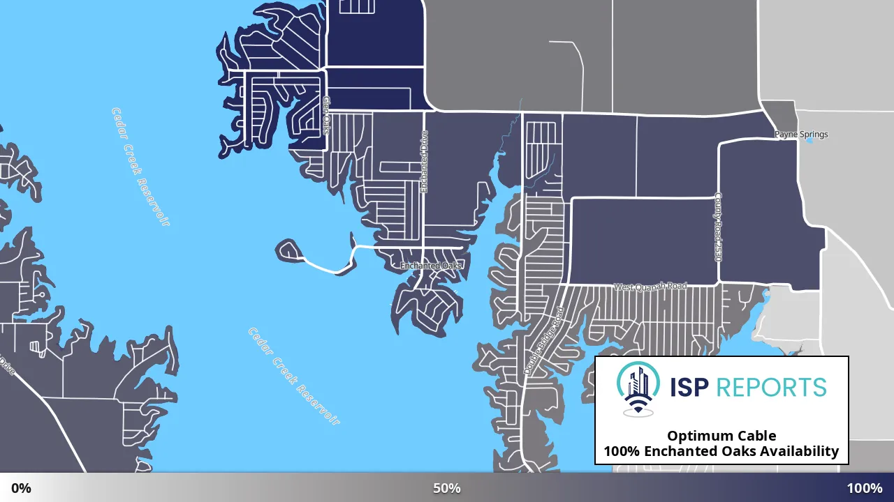 Enchanted Oaks, TX map of internet availability