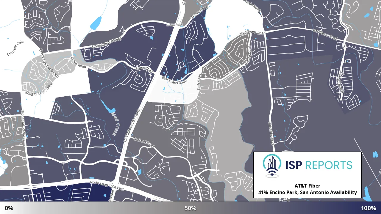 Encino Park, San Antonio, TX map of internet availability