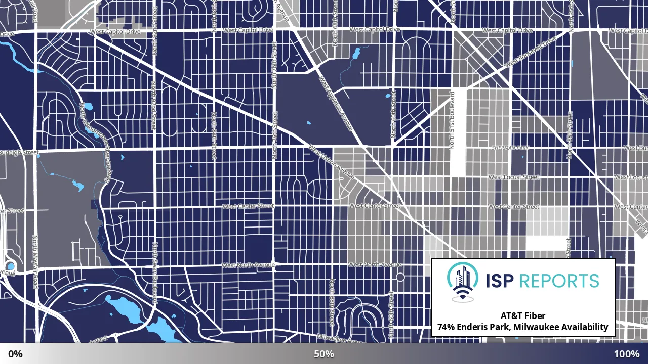 Enderis Park, Milwaukee, WI map of internet availability