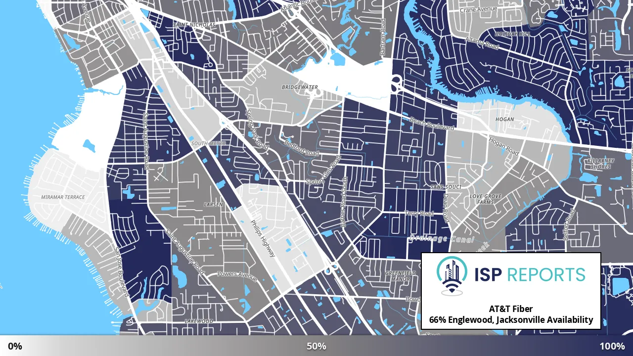 Englewood, Jacksonville, FL map of internet availability