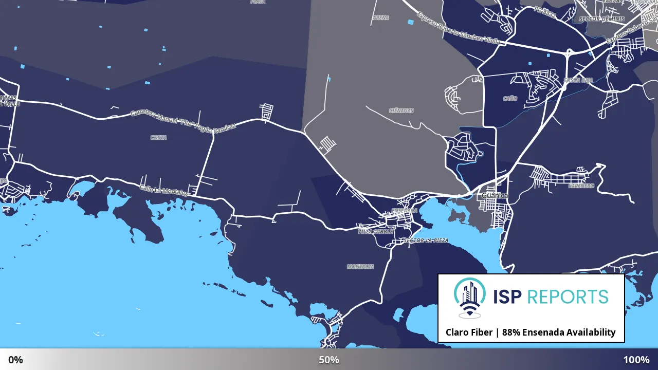Ensenada, PR map of internet availability