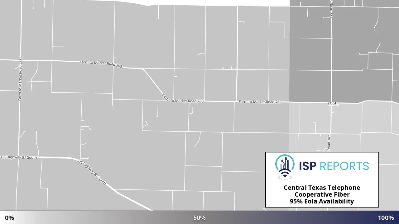 Eola, TX map of internet availability