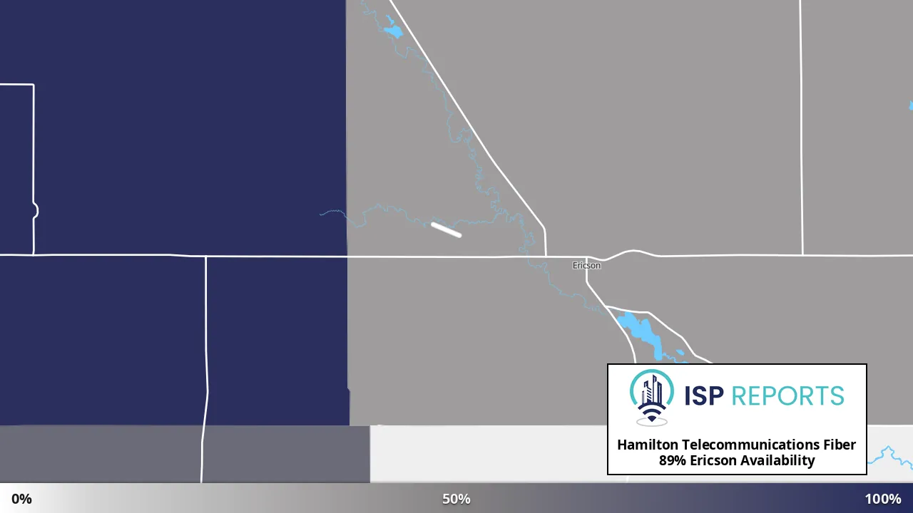 Ericson, NE map of internet availability