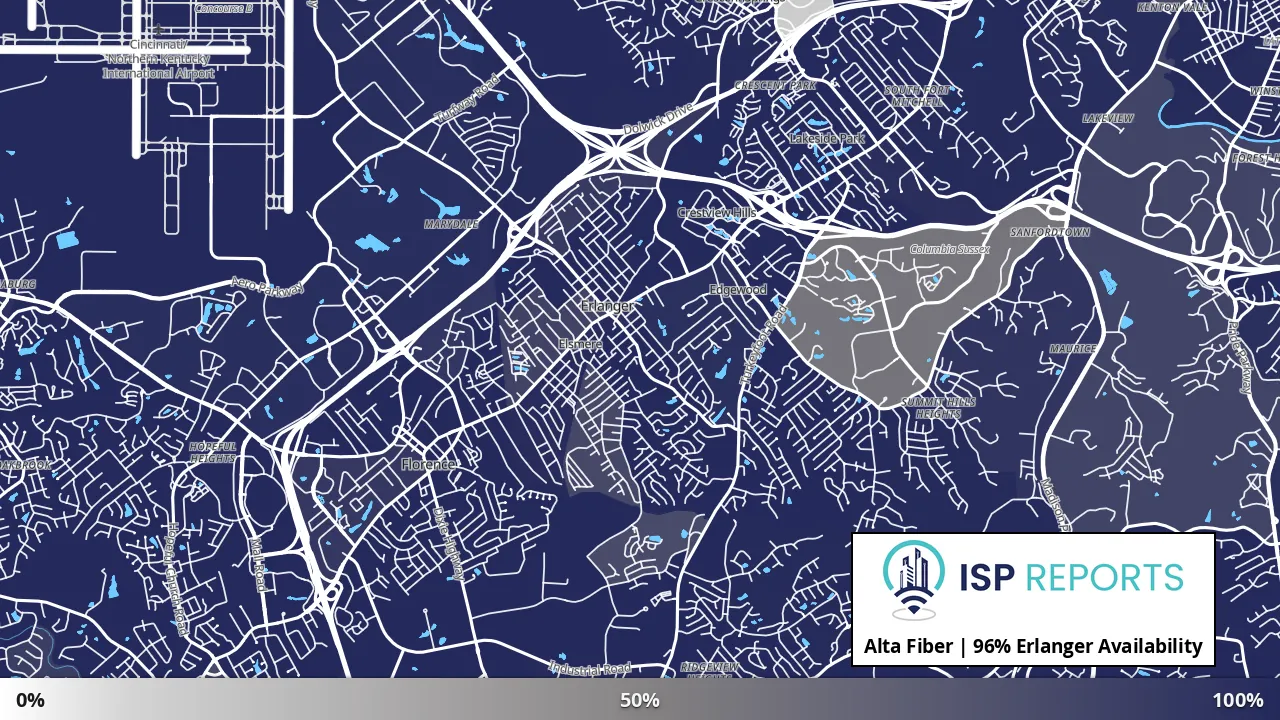 Erlanger, KY map of internet availability