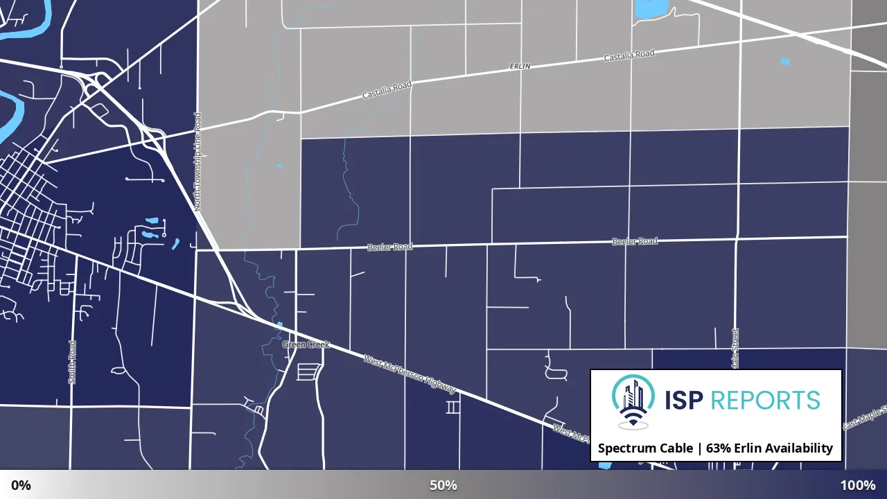Erlin, OH map of internet availability