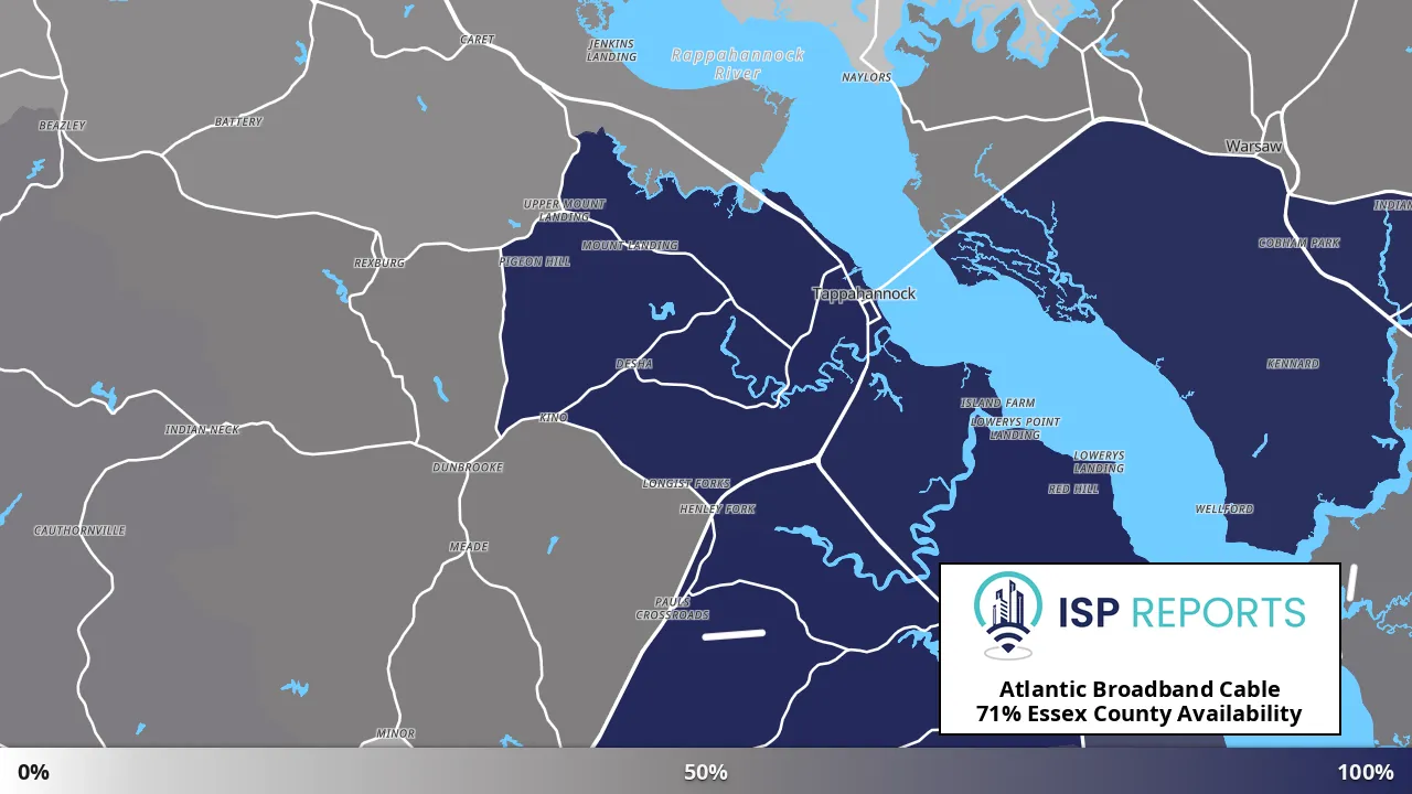 Essex County, VA map of internet availability