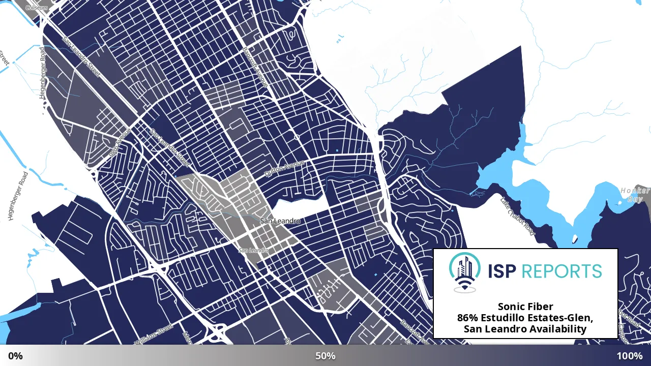 Estudillo Estates-Glen, San Leandro, CA map of internet availability