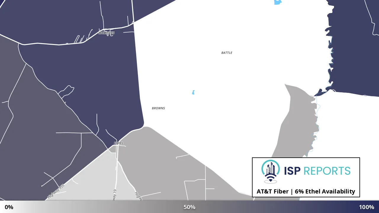 Ethel, LA map of internet availability