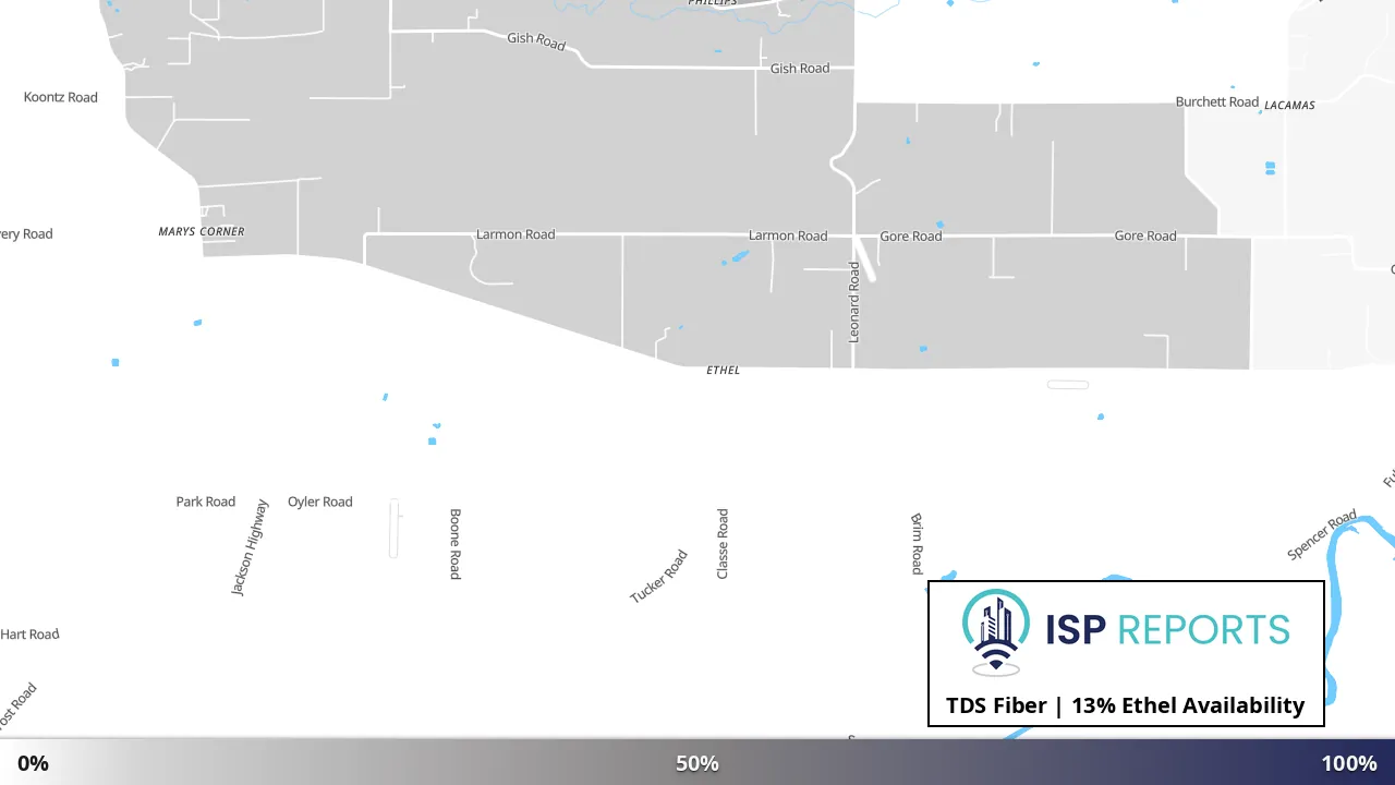 Ethel, WA map of internet availability