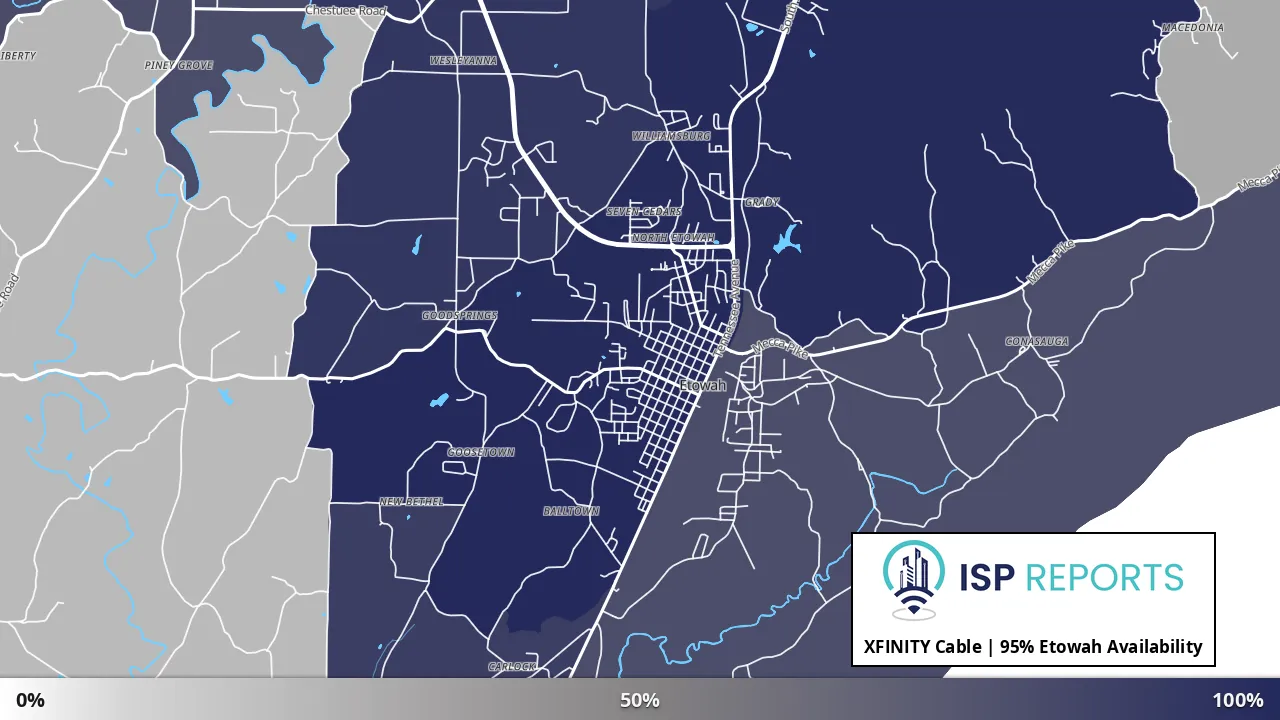 Etowah, TN map of internet availability
