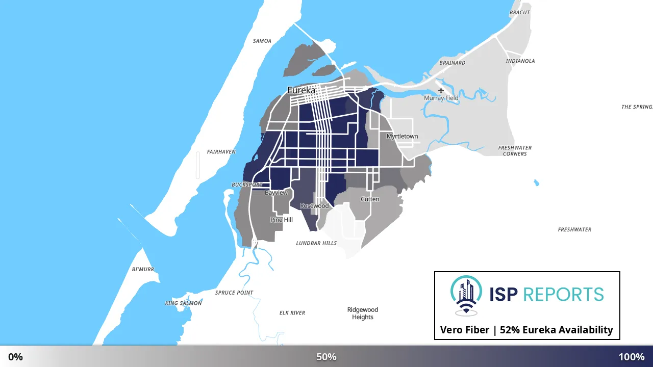 Eureka, CA map of internet availability