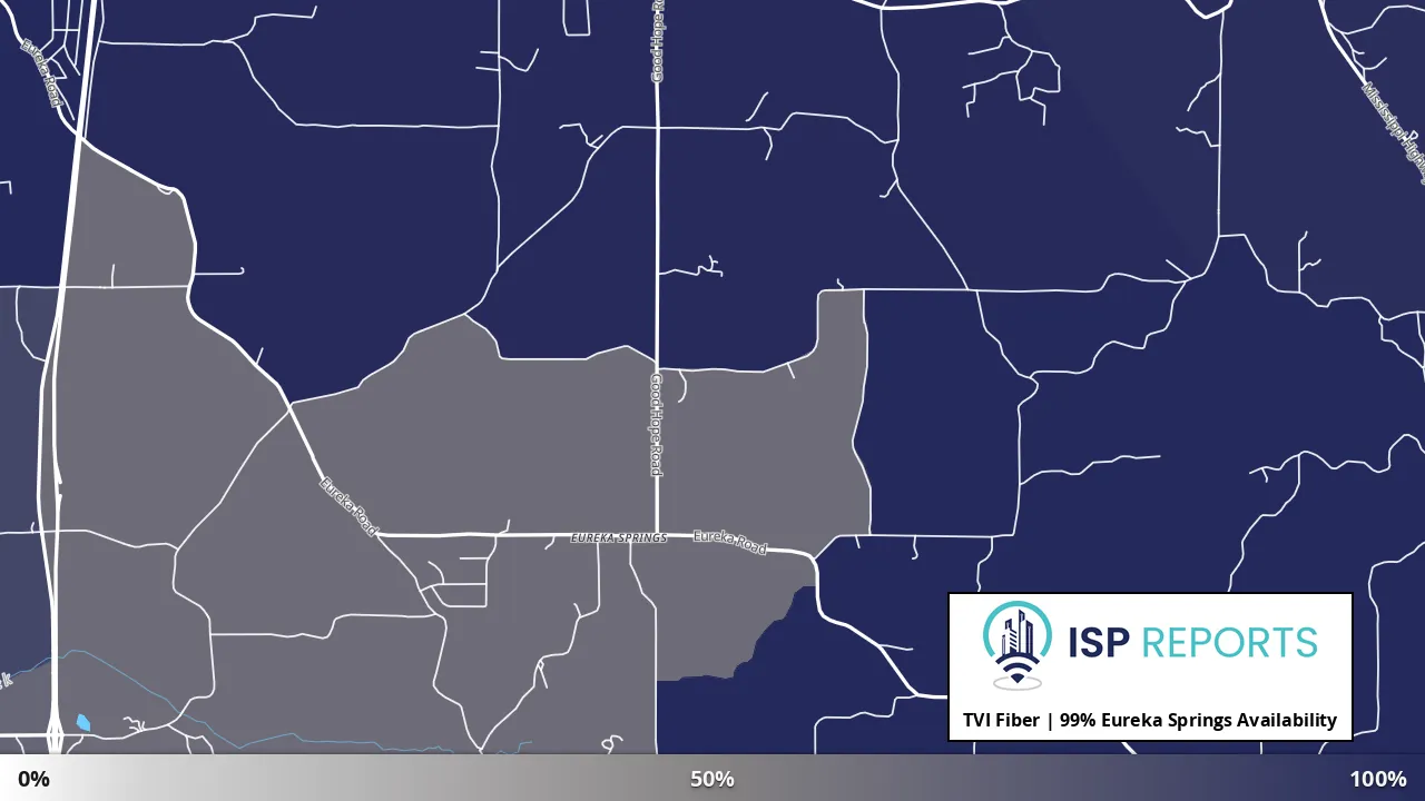 Eureka Springs, MS map of internet availability