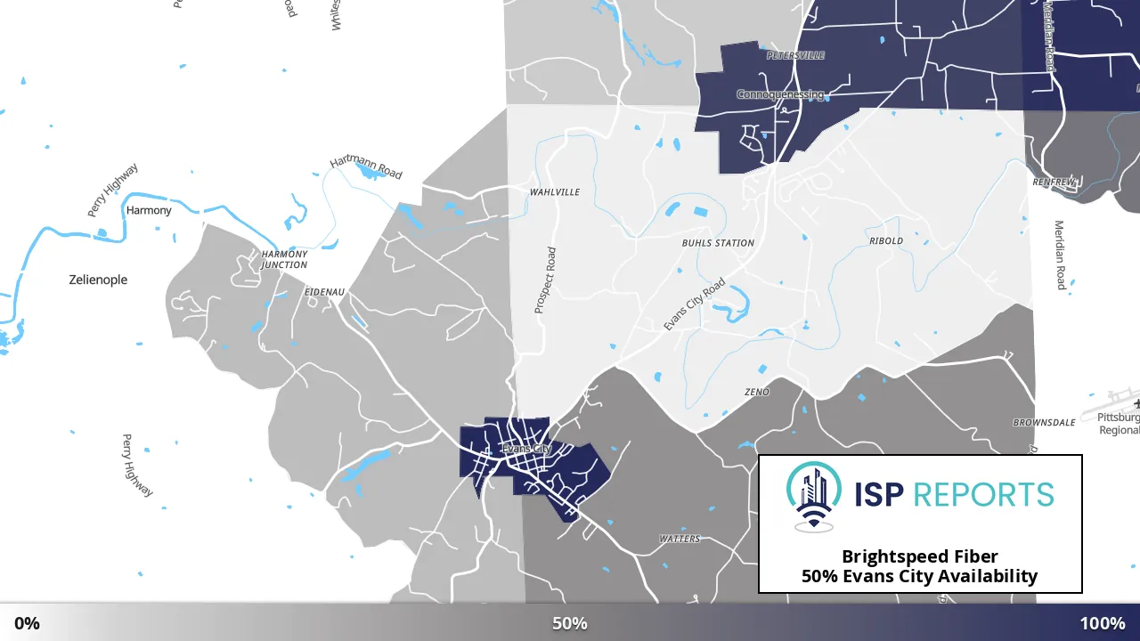 Evans City, PA map of internet availability