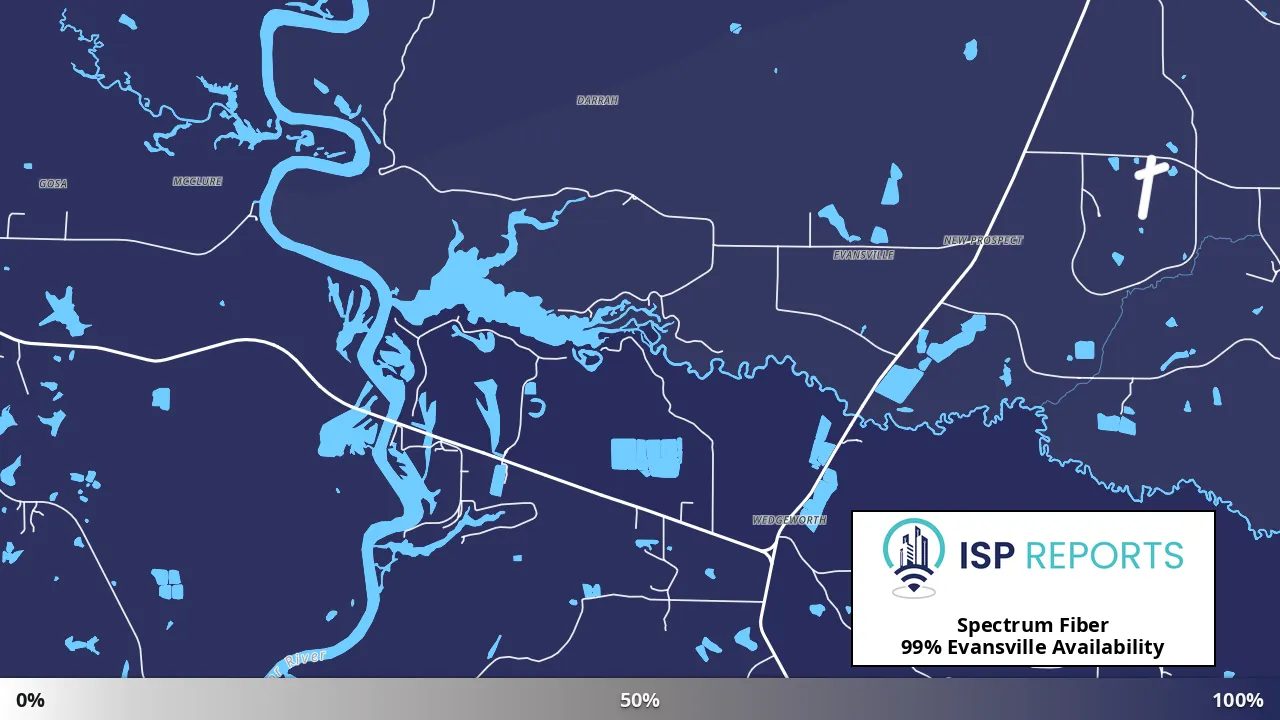 Evansville, AL map of internet availability