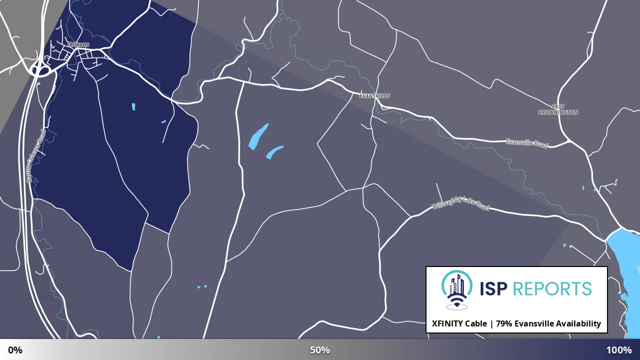 Evansville, VT map of internet availability