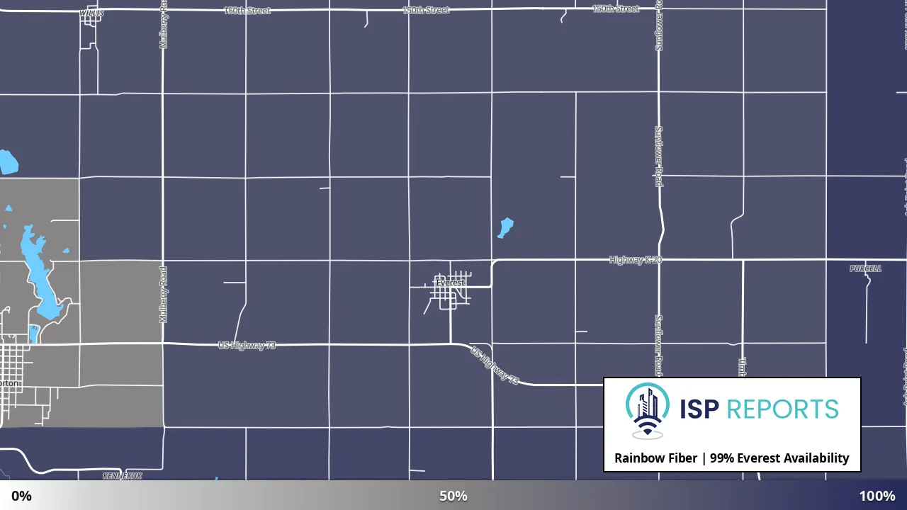 Everest, KS map of internet availability