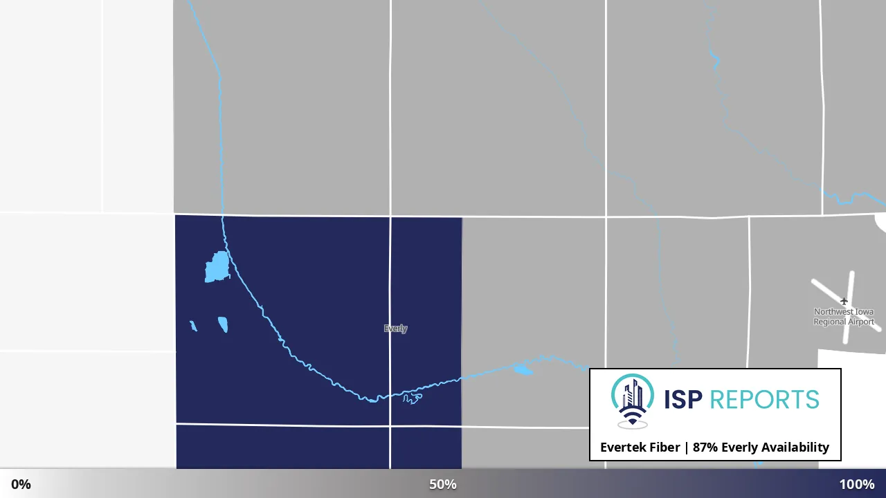 Everly, IA map of internet availability